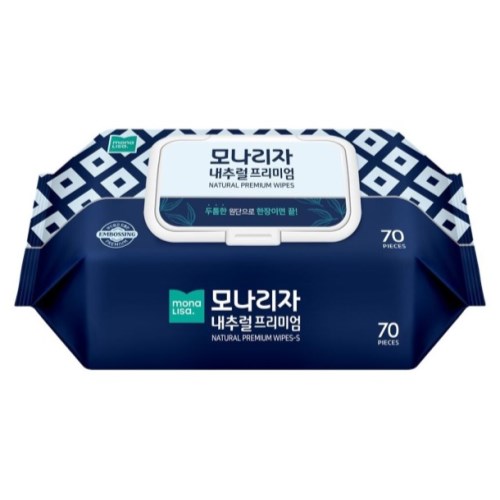 모나리자 내추럴 프리미엄 물티슈 캡형 70매