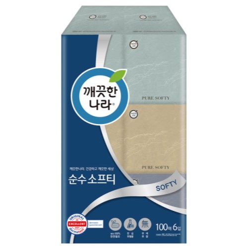깨끗한나라 순수 소프티 미용티슈 100매 (6입)