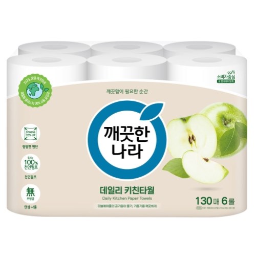 깨끗한나라 데일리 키친타월 그린패키지 130매 (6입)