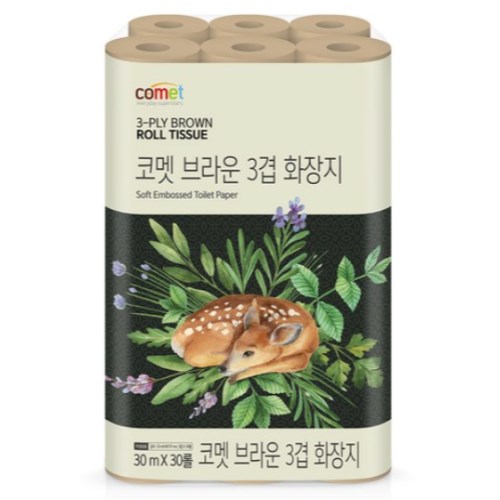 코멧 브라운 3겹 화장지 30m (30롤)
