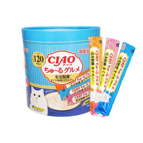 이나바 챠오츄르 구루메 헤어볼케어 참치&해물 버라이어티 SC-214 1680g (14g x 120p)