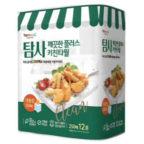 탐사 깨끗한 플러스 키친타월 250매 (12입)