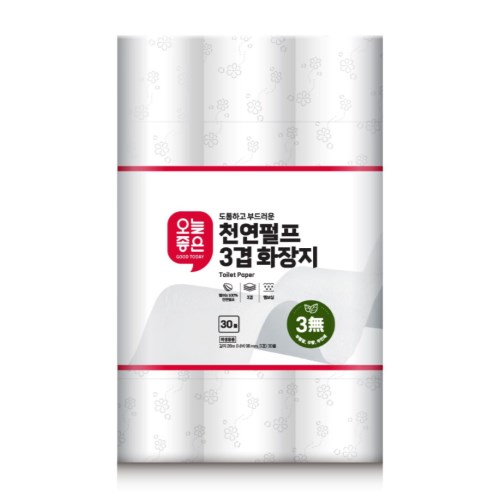 오늘좋은 천연펄프 3겹 화장지 28m (30롤)