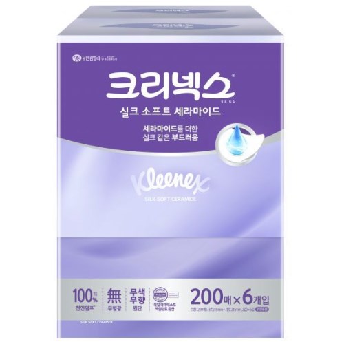 크리넥스 실크소프트 세라마이드 미용티슈 200매 (6입)