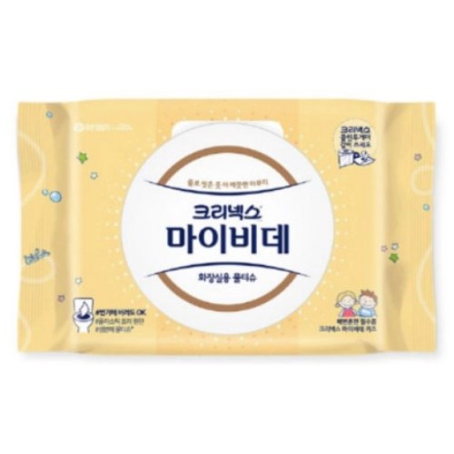 크리넥스 마이비데 키즈 화장실용 물티슈 캡형 60매