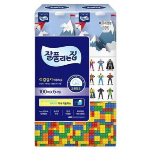 잘풀리는집 리얼실키 미용티슈 100매 (6입)