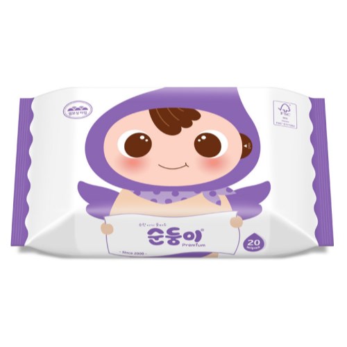 순둥이 프리미엄 엠보싱 물티슈 리필형 20매