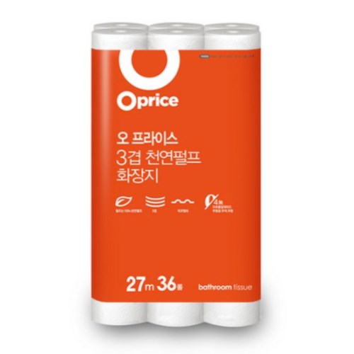 오프라이스 3겹 천연펄프 화장지 27m (36롤)