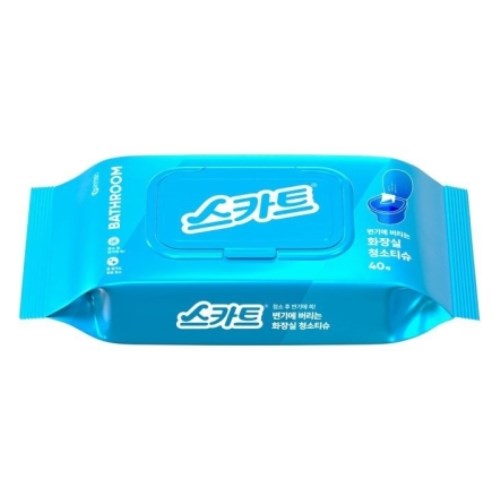 스카트 변기에 버리는 화장실 청소티슈 캡형 40매