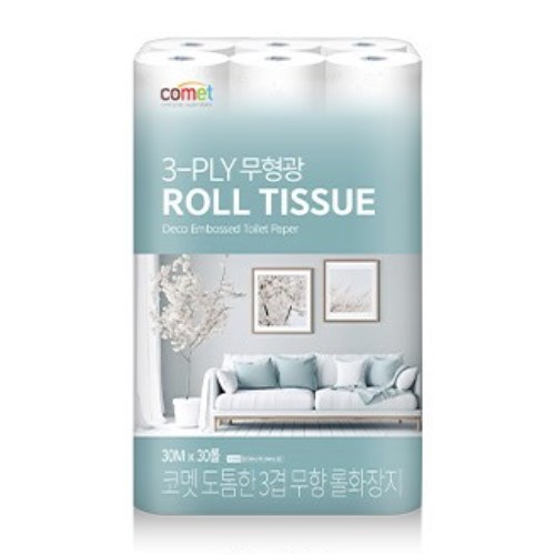 코멧 도톰한 3겹 무향 롤화장지 30m (30롤)