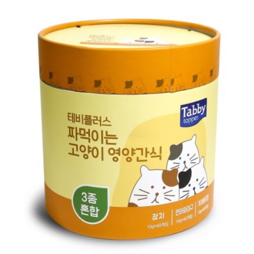 테비토퍼 테비플러스 짜먹이는 고양이 영양간식 참치+연어와대구+가리비와치킨 1.2kg (10g x 120p)