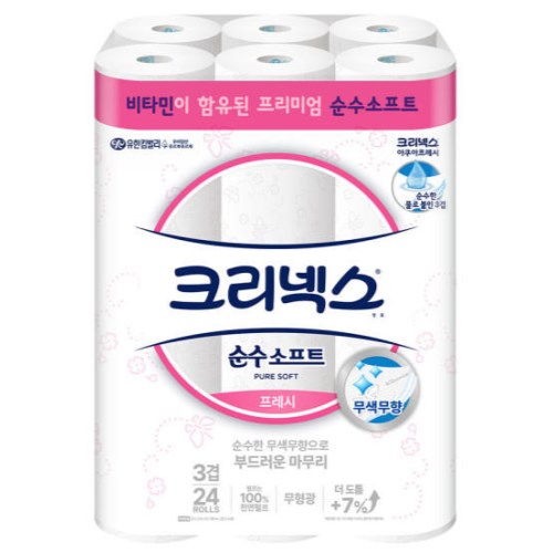 크리넥스 순수 소프트 프레시 27m (24롤)