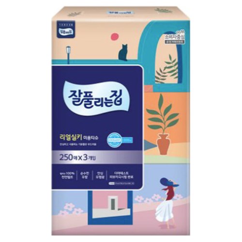 잘풀리는집 리얼실키 미용티슈 250매 (3입)