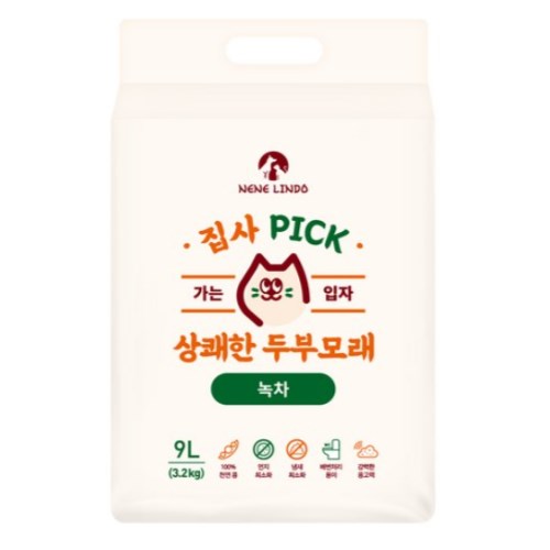 네네린도 집사픽 상쾌한 두부모래 가는입자 녹차 3.2kg