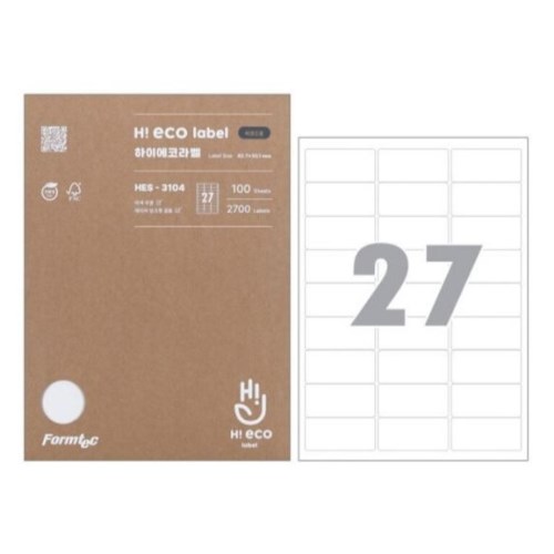 폼텍  하이에코 바코드용 라벨 3104