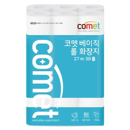 코멧 베이직 롤 화장지 27m (30롤)