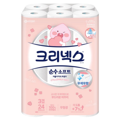 크리넥스 순수 소프트 리틀카카오 어피치 28m (24롤)