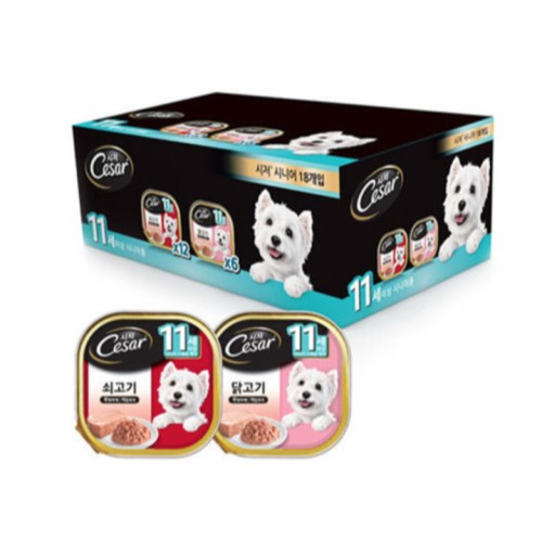 시저 11세이상 시니어 2종 100g x 18p
