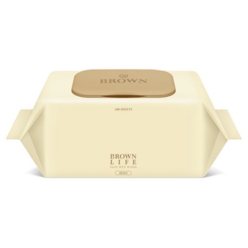 브라운 라이프 베이지 물티슈 캡형 100매