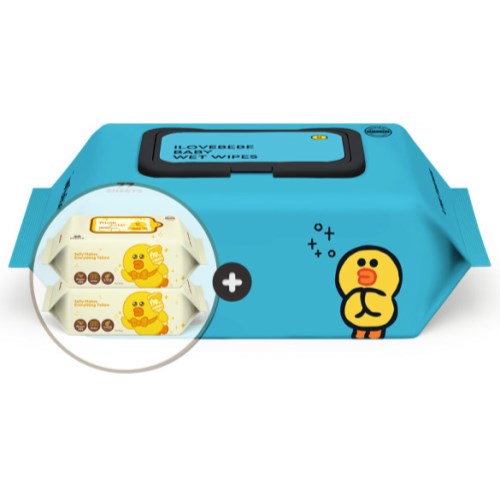 아이러브베베 라인프렌즈 샐리 물티슈 캡형 77매 + 리필형 20매