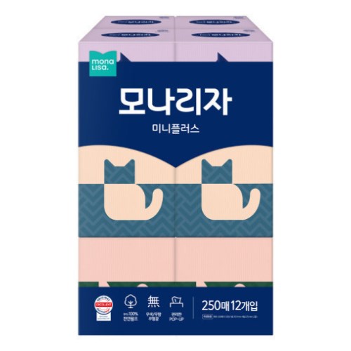 모나리자 미니플러스 미용티슈 250매 (12입)