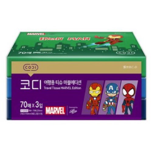 코디 여행용 티슈 마블에디션 70매 (3입)