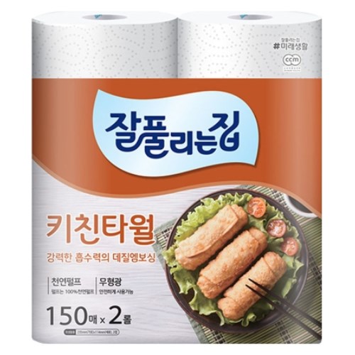  잘풀리는집 키친타월 150매 (2입) [4팩(8입)]