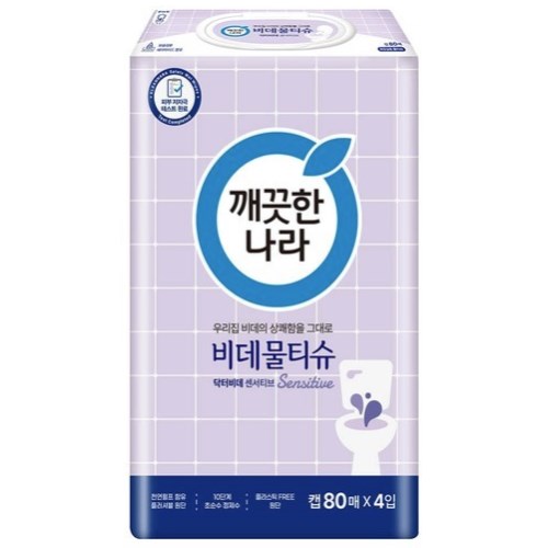 깨끗한나라 닥터비데 센서티브 화장실용 비데물티슈 캡형 80매