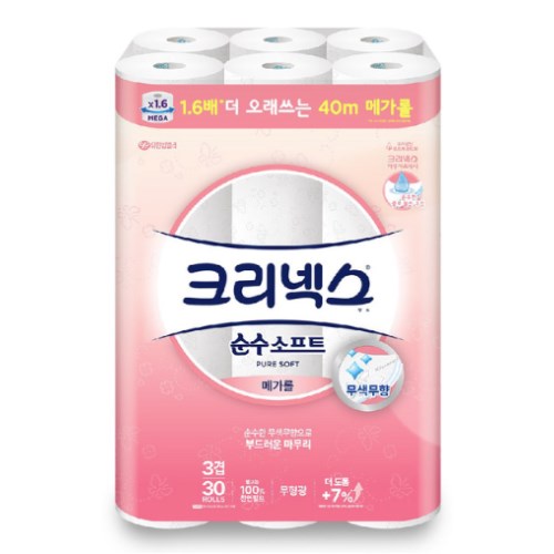 크리넥스 순수 소프트 메가롤 40m (30롤)