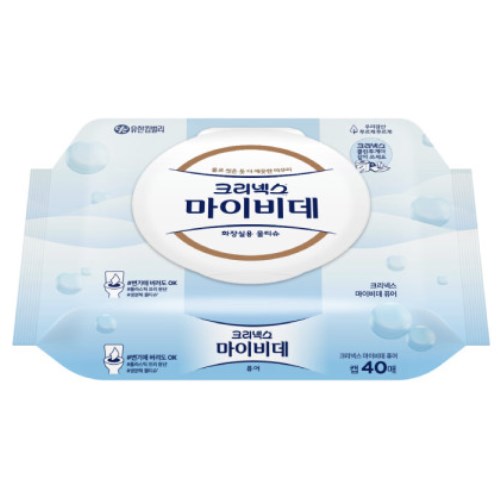 크리넥스 마이비데 퓨어 화장실용 물티슈 캡형 40매