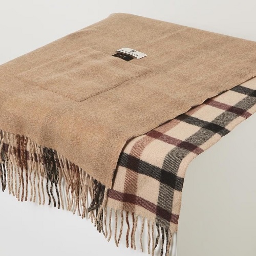 닥스 브라운 체크 캐시미어100% 양면 숄겸용 포켓 머플러_DBMU4F833W2