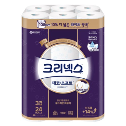 크리넥스 데코 앤 소프트 와이드 33m (24롤)