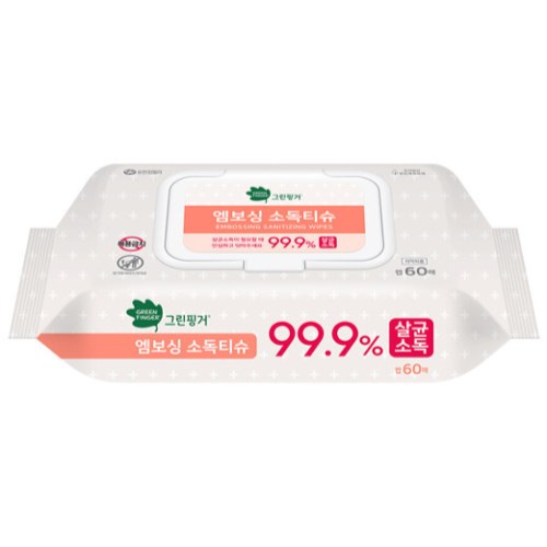 그린핑거 엠보싱 소독티슈 캡형 60매