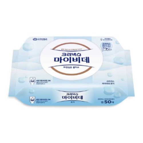 크리넥스 마이비데 퓨어 화장실용 물티슈 캡형 50매