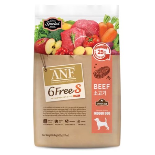 ANF 독 식스프리 S 인도어 소고기 6.8kg
