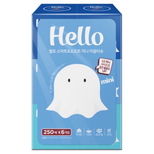 헬로 스마트 앤 소프트 미니 미용티슈 250매 (6입)