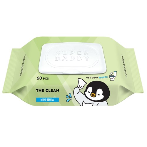 슈퍼대디 미스터펭 더클린 비데물티슈 캡형 60매