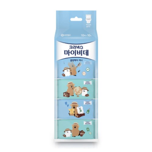 크리넥스 X 다이노탱 마이비데 클린케어 화장실용 물티슈 리필형 10매