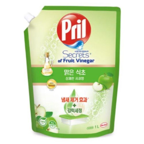 프릴 맑은식초 주방세제 상쾌한 사과 리필 1L