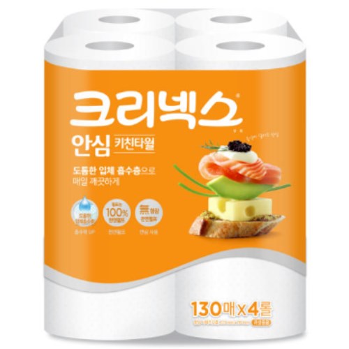 크리넥스 안심 키친타월 130매 (4입)