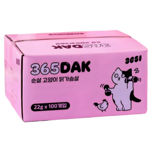 3651 365닭 순살 고양이 닭가슴살 2200g (22g x 100p)