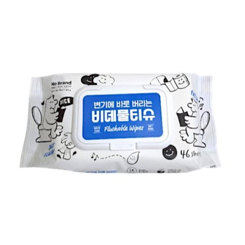 노브랜드 변기에 바로 버리는 비데물티슈 캡형 46매
