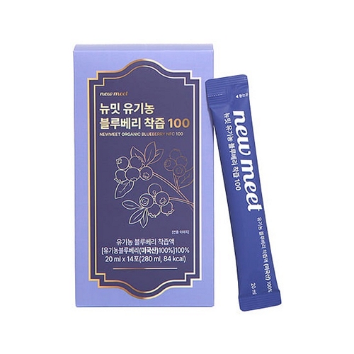 뉴밋 유기농 블루베리 착즙 100 20ml 14포