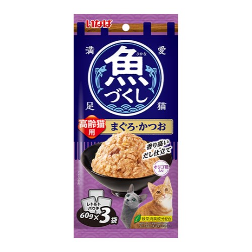 이나바 챠오 생선가득 파우치 시니어용 참치&가다랑어 TCR-177 180g (60g x 3p)