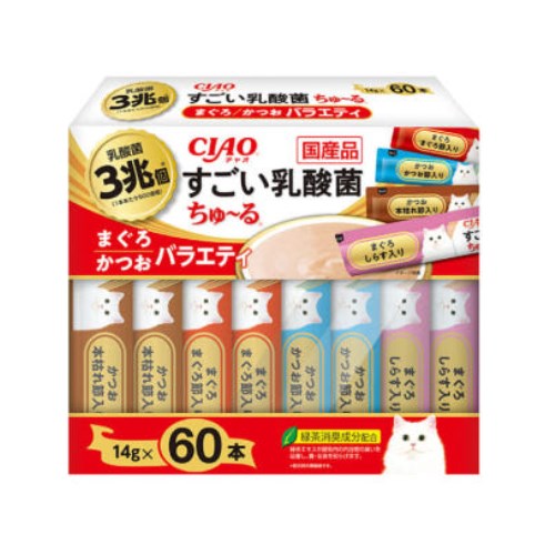 이나바 챠오 스고이 유산균 츄르 참치&가다랑어 버라이어티 SC-386 840g (14g x 60p)