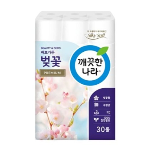 깨끗한나라 벚꽃 프리미엄 27m (30롤)