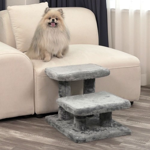 펫토리아 한탭뚝딱 플러시 강아지계단 반달 그레이