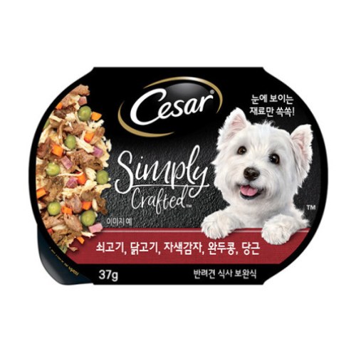 시저 심플리 크래프티드 쇠고기, 닭고기, 자색감자, 완두콩, 당근 캔 37g