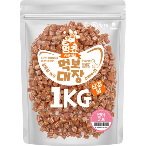 펫스토리 멍쵸 먹보대장 삼겹살 스테이크 연어 큐브 1kg