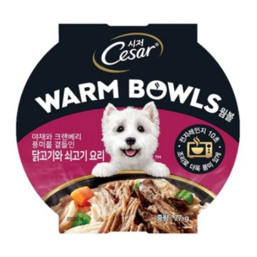 시저 웜볼 야채와 크랜베리 풍미를 곁들인 닭고기와 쇠고기 요리 캔 77g